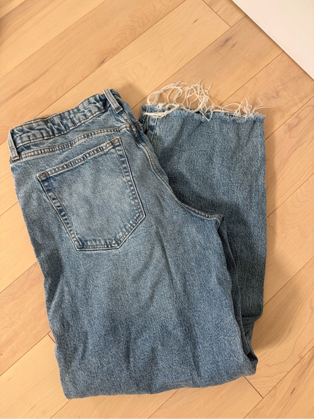 Wild Fable Light Blue Straight-Leg Jeans with Raw Hem